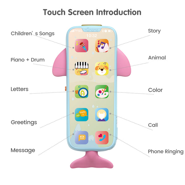 2 in 1 back to back Whale Touch Screen Mobile Phone Toy