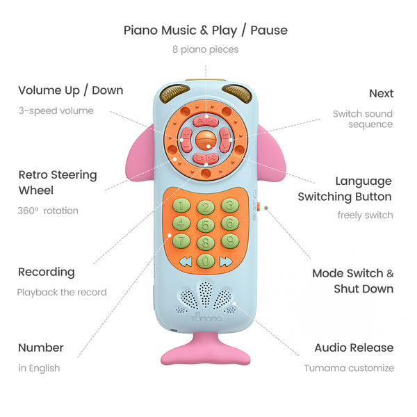 2 in 1 back to back Whale Touch Screen Mobile Phone Toy