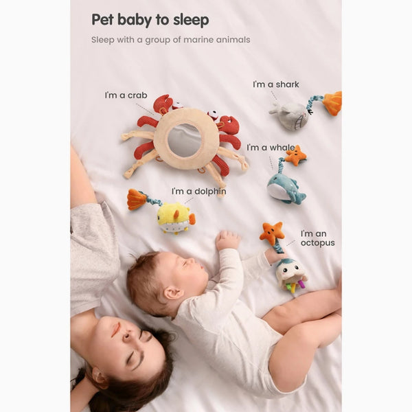 Plush Crab & Sea Animals Hanging Soft Toy Set