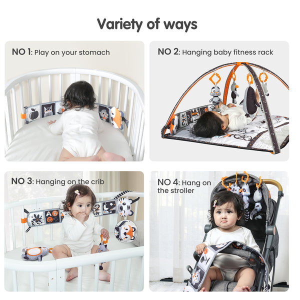 High Contrast Crib Toys Set Black and White Hanging Toys & Soft Book