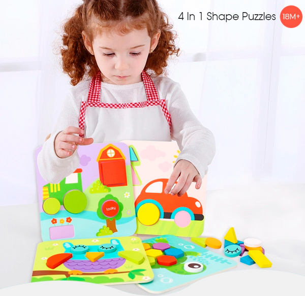4 in 1 Chunky Wooden Shape Puzzle