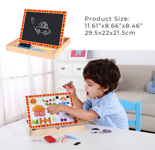 Magnetic Puzzle Farm w/ White Board & Chalk Board