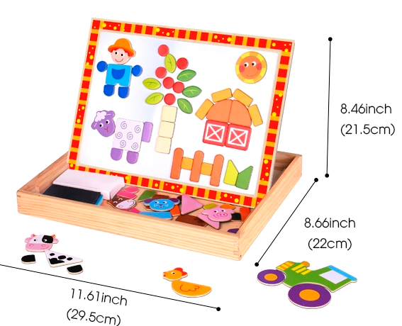 Magnetic Puzzle Farm w/ White Board & Chalk Board