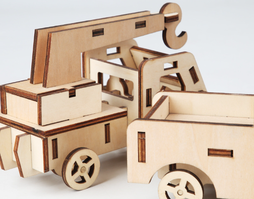 Assemble and Design Wooden Vehicle with Colored Markers