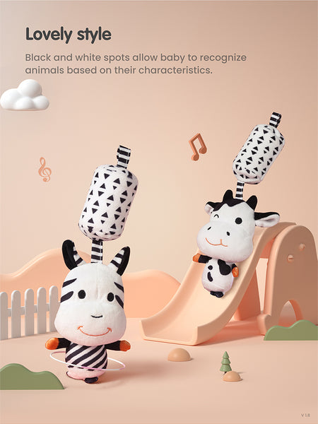 High Contrast Hanging Plush Rattles, Mirror and Soft Cloth Book Set