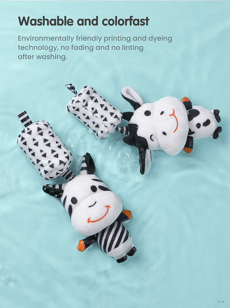 High Contrast Hanging Plush Rattles, Mirror and Soft Cloth Book Set