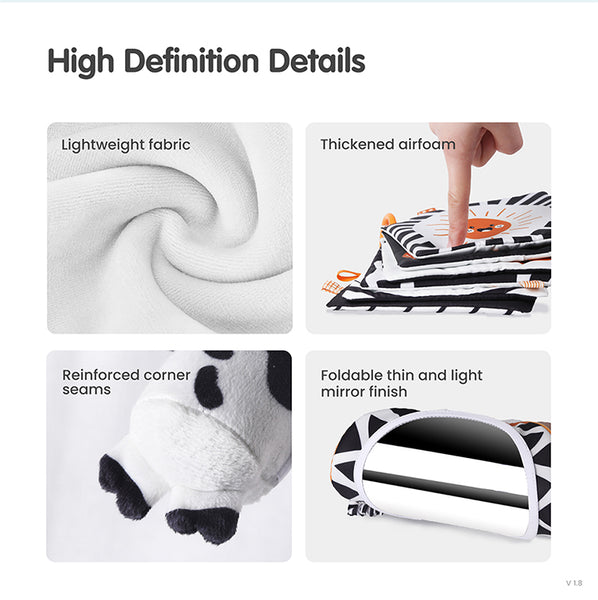 High Contrast Hanging Plush Rattles, Mirror and Soft Cloth Book Set