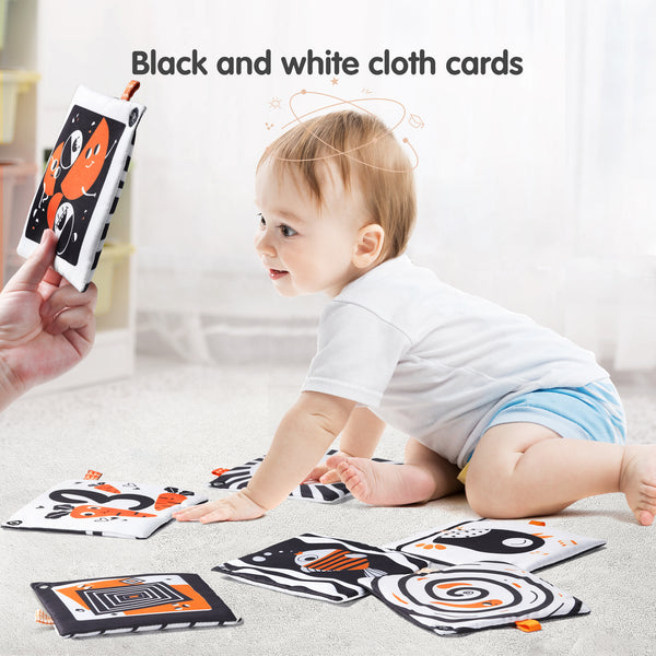 High Contrast Hanging Plush Rattles, Mirror and Soft Cloth Book Set