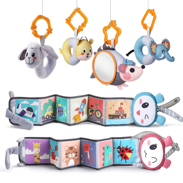 Crib Toys Set Colored Hanging Toys & Soft Cloth Books