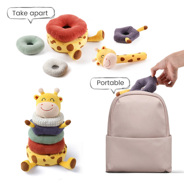 Stuffed Giraffe Stacking Ring Rattle Toy