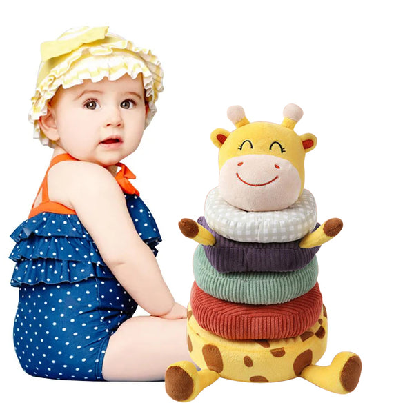 Stuffed Giraffe Stacking Ring Rattle Toy