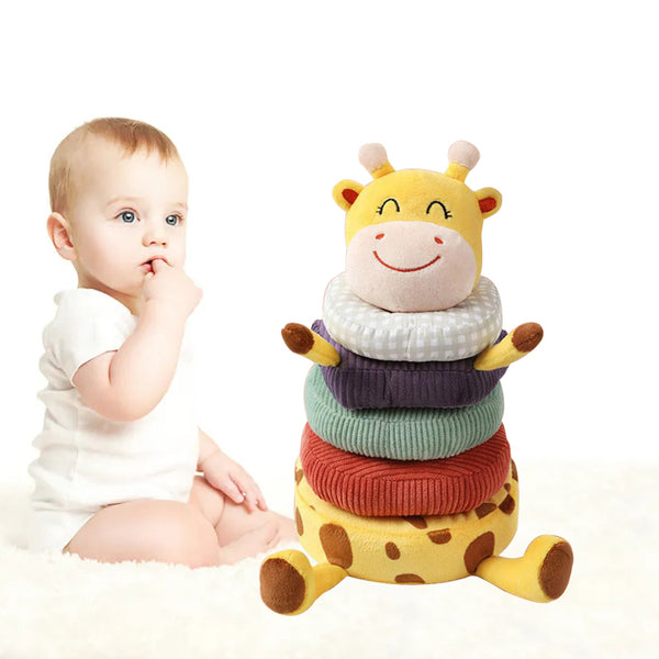 Stuffed Giraffe Stacking Ring Rattle Toy