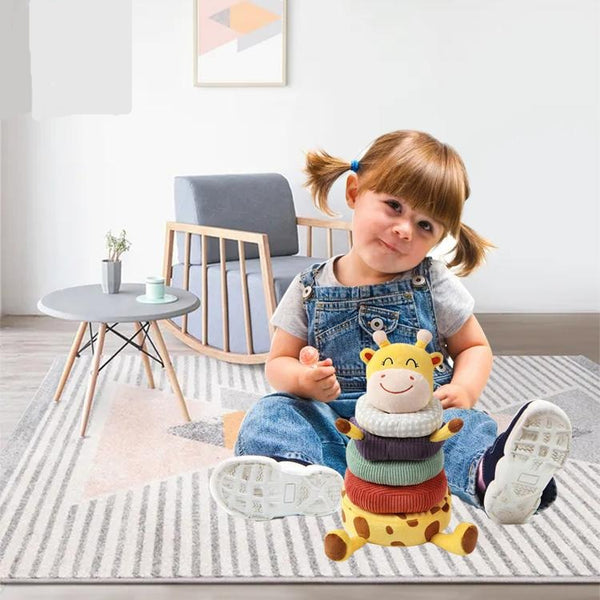 Stuffed Giraffe Stacking Ring Rattle Toy