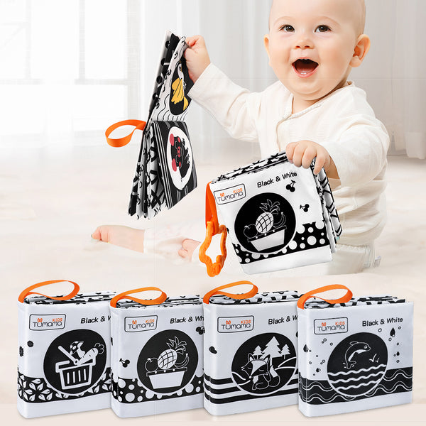 Black & White Baby Soft Cloth Books 4 Piece Set