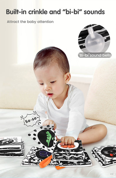 Black & White Baby Soft Cloth Books 4 Piece Set