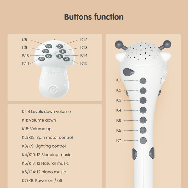 Remote Control Giraffe Crib Mobile with Light Projection & Music