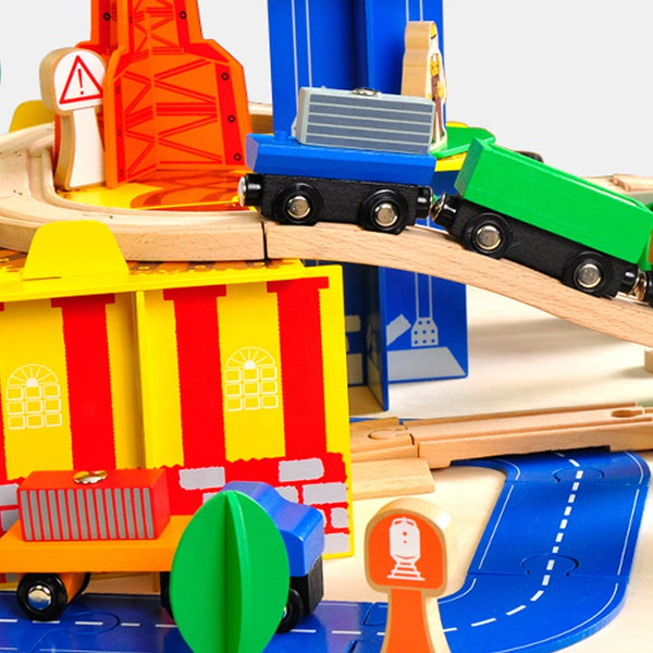 Wooden Construction Train Set