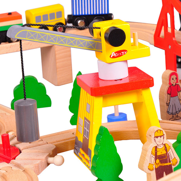 100pcs Wooden Toys Train Track Set Railway
