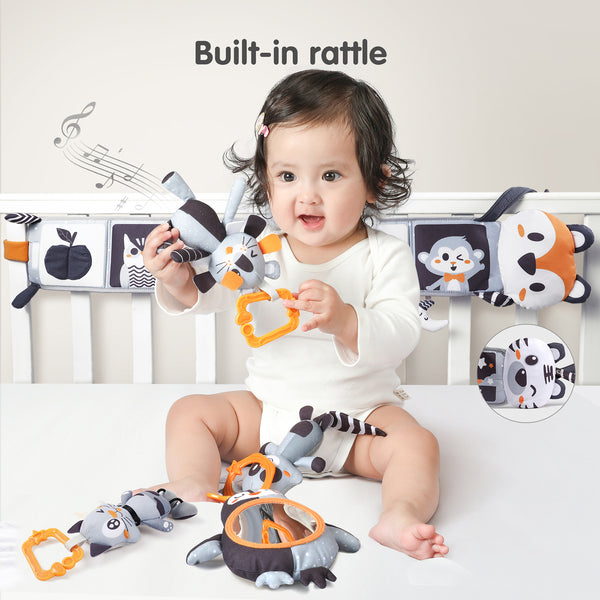 High Contrast Crib Toys Set Black and White Hanging Toys & Soft Book