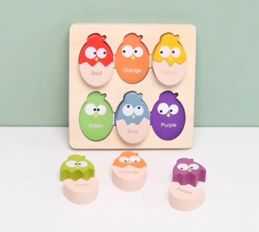 Cognitive Shape Color Chick & Egg Wooden Matching Toy