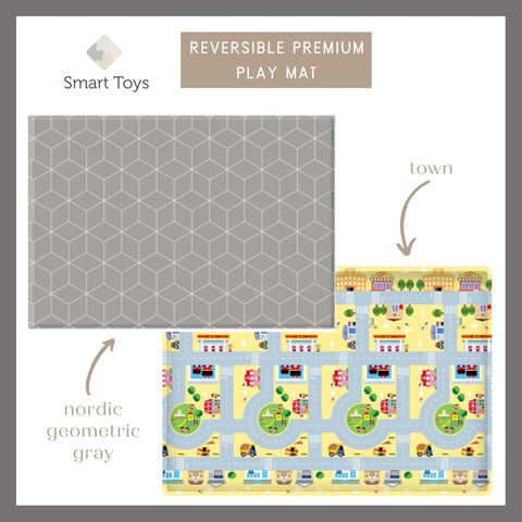 Reversible Premium Play Mat Nordic Geometric Gray & Town