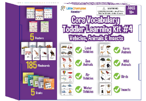 Core Vocabulary Toddler Learning Kit #4- Vehicles, Animals & Insects