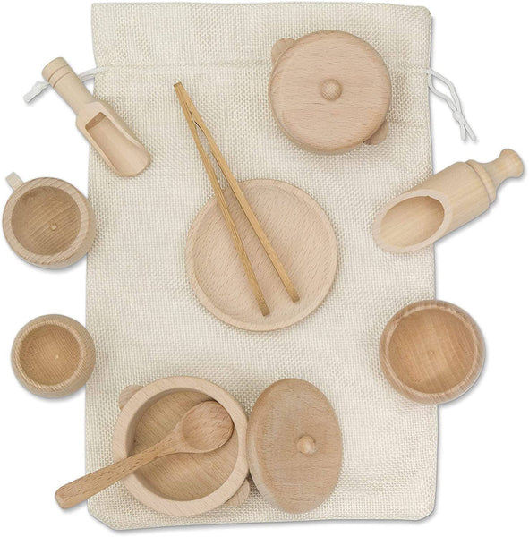 Montessori Wooden Sensory Bin Tray & Tools