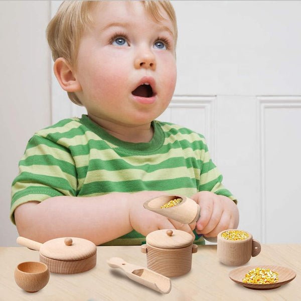 Montessori Wooden Sensory Bin Tray & Tools