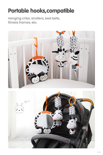 High Contrast Hanging Plush Rattles, Mirror and Soft Cloth Book Set