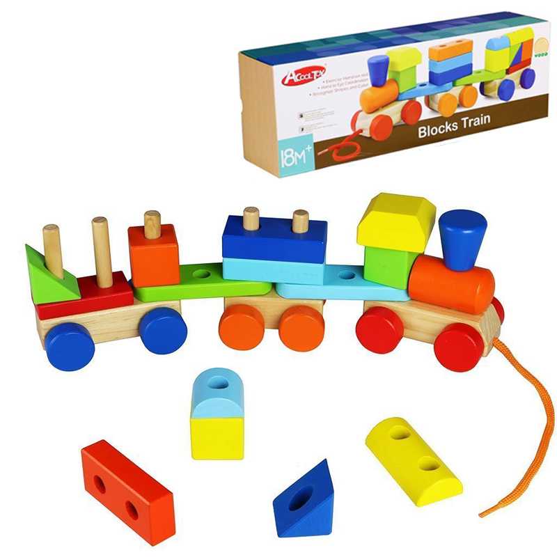 Wooden Blocks Stacking Train