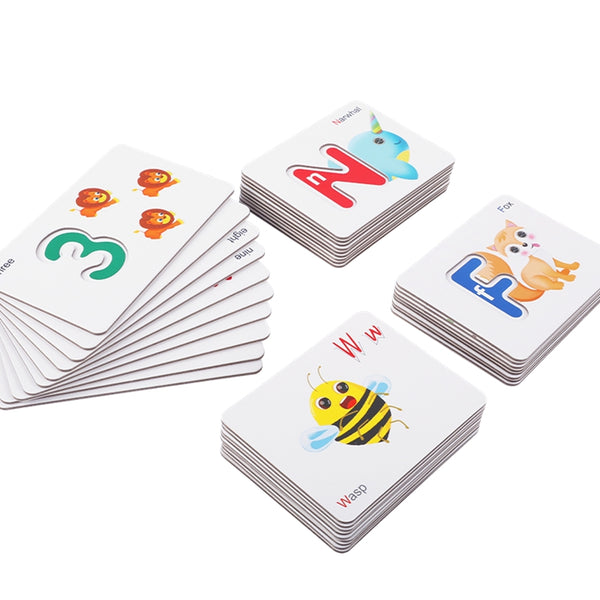 Alphabet & Number Wooden Puzzle Flash Cards