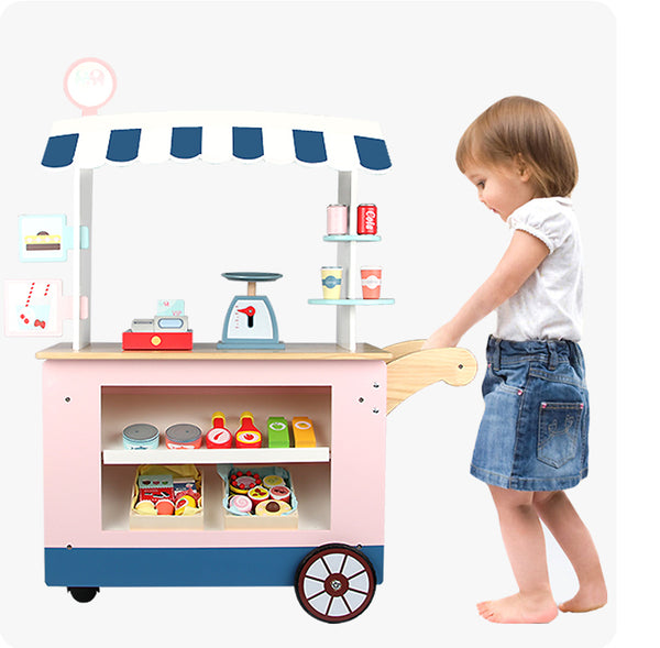 Wooden Food Grocery Stall Cart