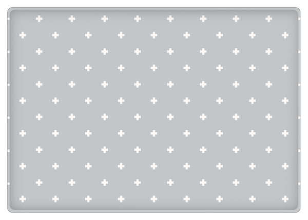 Reversible Premium Play Mat Nordic Herringbone White & Gray Cross