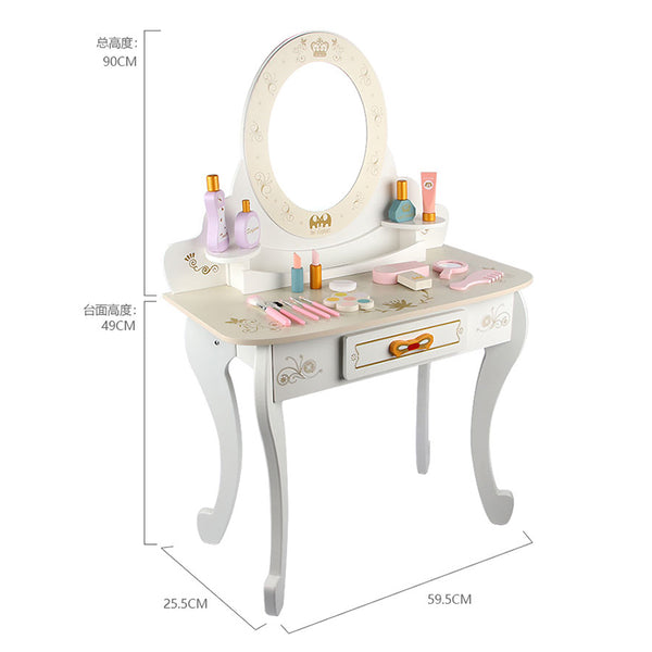 White Wooden Dresser Vanity Table & Chair