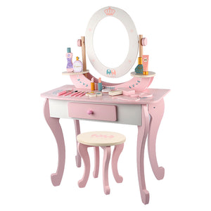 Pink Princess Wooden Dresser Vanity Table & Chair
