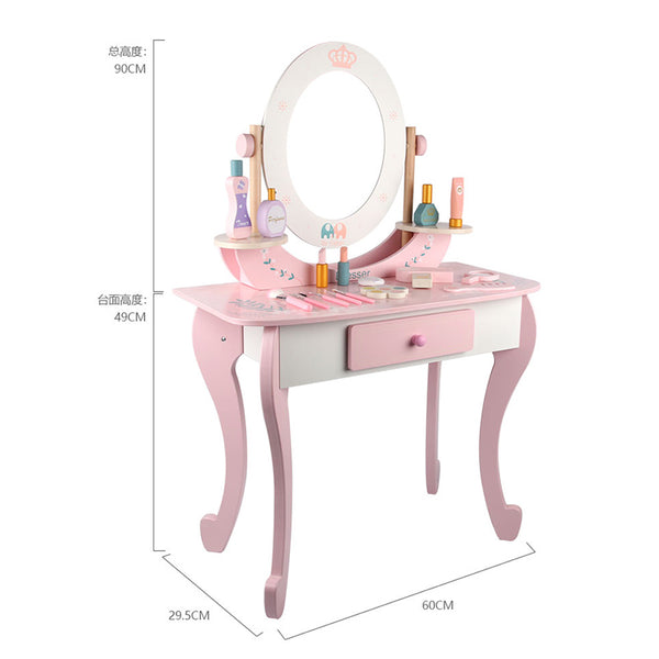 Pink Princess Wooden Dresser Vanity Table & Chair