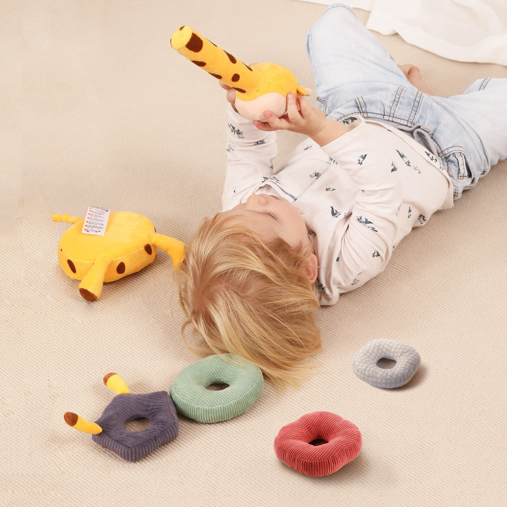 Stuffed Rattle Rings Stuffed Giraffe Stacking Ring Rattle Toy – Smart Toys PH