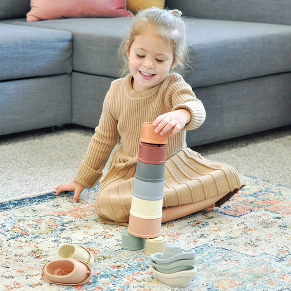 Montessori Baby Stacking Cup Toy 8 Piece Shapes Set