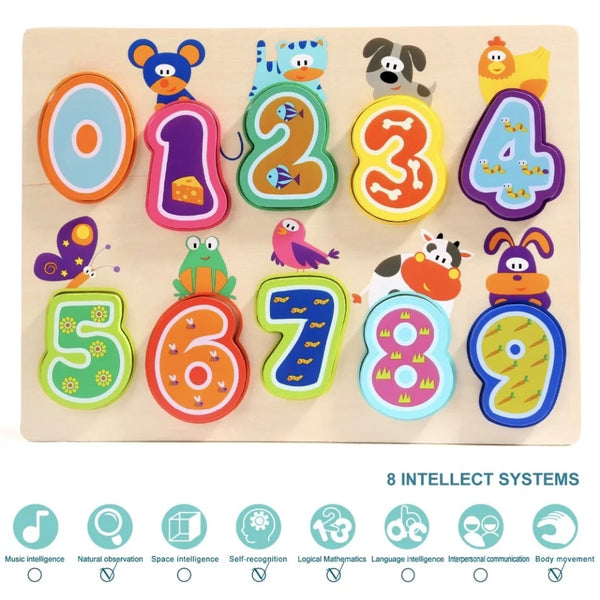 3D Wooden Number Animal  Puzzle