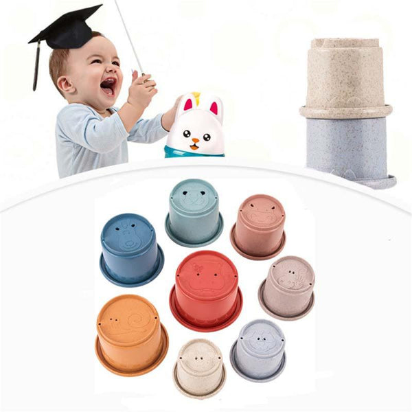 Montessori Baby Stacking Cup Toy 8 Piece Animal Set