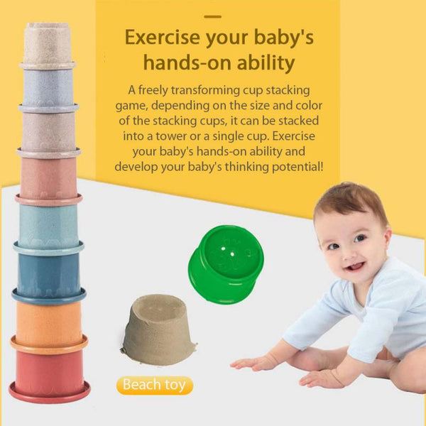 Montessori Baby Stacking Cup Toy 8 Piece Animal Set