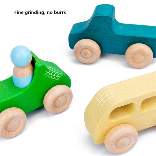 Montessori Wooden Car Vehicles 10 Piece Set